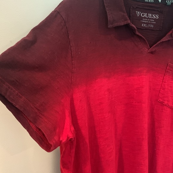 Guess Red Gradient Ombré Short Sleeve Polo Shirt Men’s XXL - Picture 2 of 7